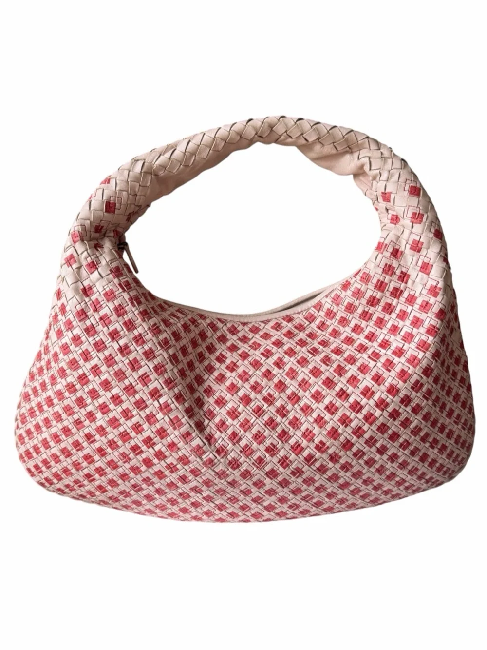 Bottega Veneta Large Veneta Hobo Pink Red Bicolor Intrecciato Leather